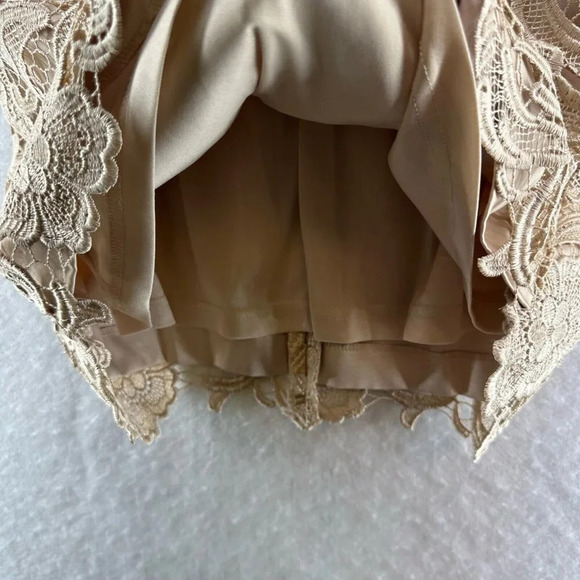 Adrianna Papell Dress Size 6 Lace Overlay Sheath Boat Neck Sleeveless Beige - Picture 7 of 12